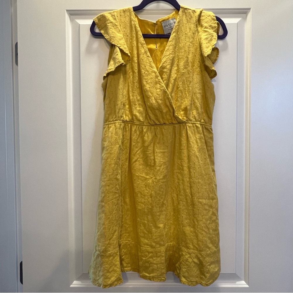 Yellow Hayden Los Angeles V Neck Ruffled Summer Dress